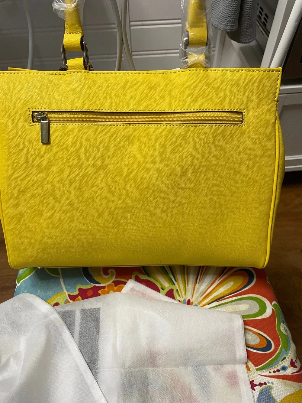 Leather Yellow Structured Top-Handle Satchel